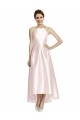 Sleeveless Spaghetti Straps Criss Cross Open Back Satin A-Line High Low Bridesmaid Dress Brisbane