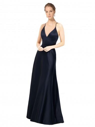 Sleeveless Spaghetti Straps Satin A-Line Prom Dress / Bridal Party Dress Brisbane