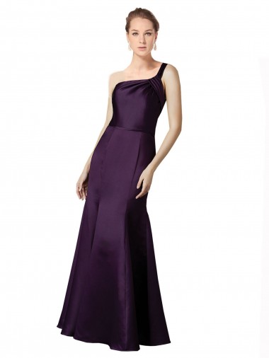 Sleeveless Grape One Shoulder Satin Mermaid Prom Dress / Bridesmaid Dress Brisbane