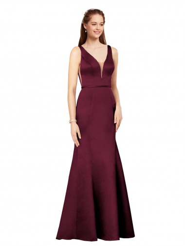 Sleeveless V-Neck V-Back Satin Sheath Formal Evening Gown / Prom Dress / Bridesmaid Dress Brisbane