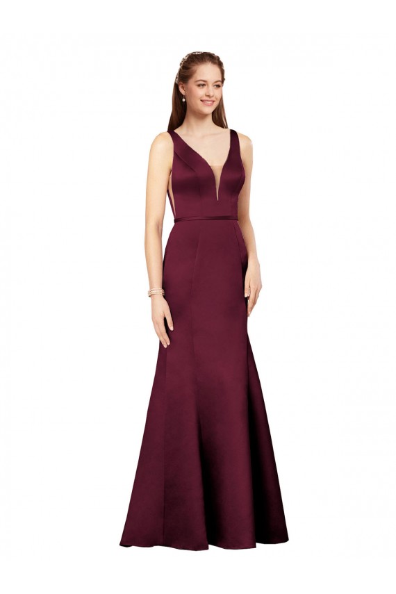 Sleeveless V-Neck V-Back Satin Sheath Formal Evening Gown / Prom Dress / Bridesmaid Dress Brisbane