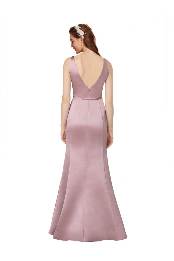 Sleeveless V-Neck V-Back Satin Sheath Formal Evening Gown / Prom Dress / Bridesmaid Dress Brisbane