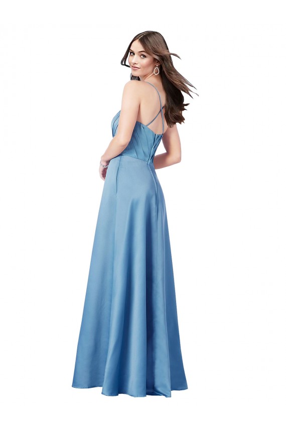 Sleeveless Spaghetti Straps Criss Cross Back Satin Sheath Formal Evening Gown / Prom Dress / Bridesmaid Dress Brisbane
