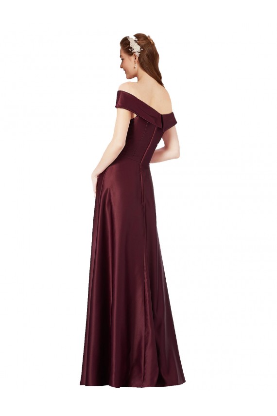 Cap Sleeves Off the Shoulder Satin A-Line Black Tie Evening Gown / Prom Dress / Bridesmaid Dress Brisbane