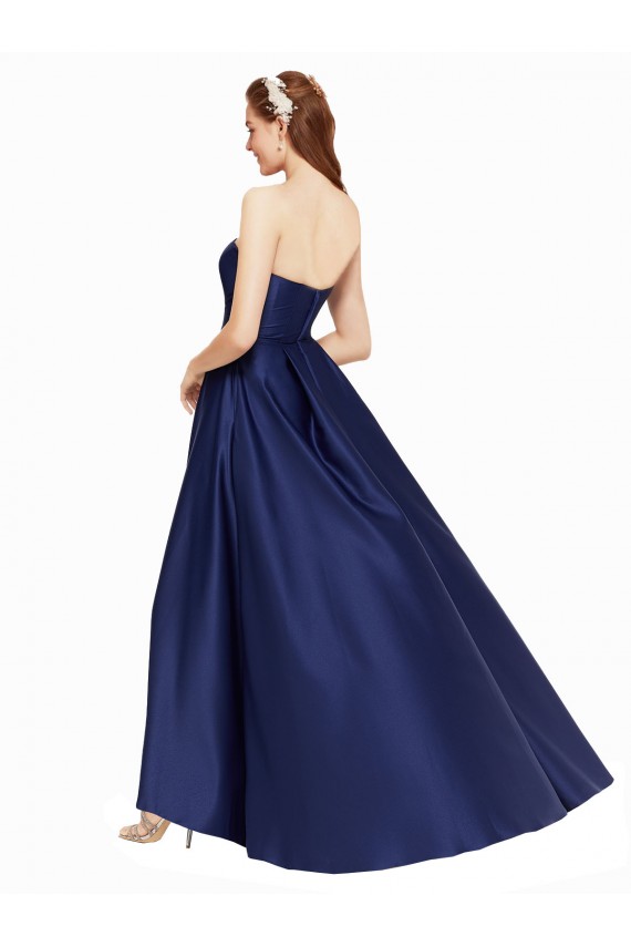 Sleeveless Strapless Low Back Satin A-Line High Low Evening Gown / Prom Dress / Bridesmaid Dress Brisbane