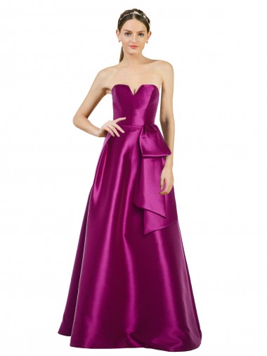 Sleeveless V-Neck Satin A-Line Prom Dress / Bridesmaid Dress Brisbane