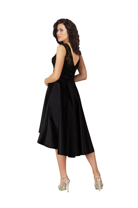 Sleeveless Illusion Neck Satin & Lace A-Line High Low Bridesmaid Dress Brisbane