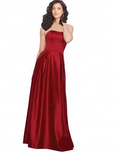 Sleeveless Strapless Satin A-Line Prom Dress / Bridesmaid Dress Brisbane