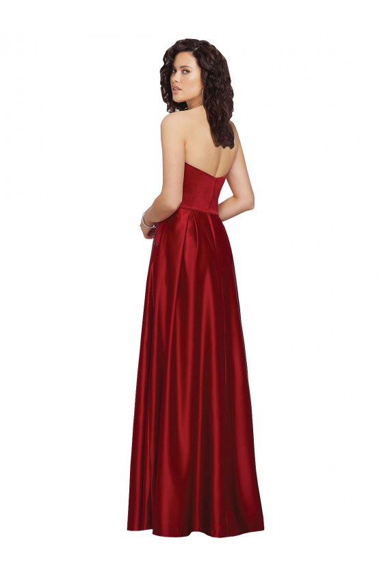 Sleeveless Strapless Satin A-Line Prom Dress / Bridesmaid Dress Brisbane