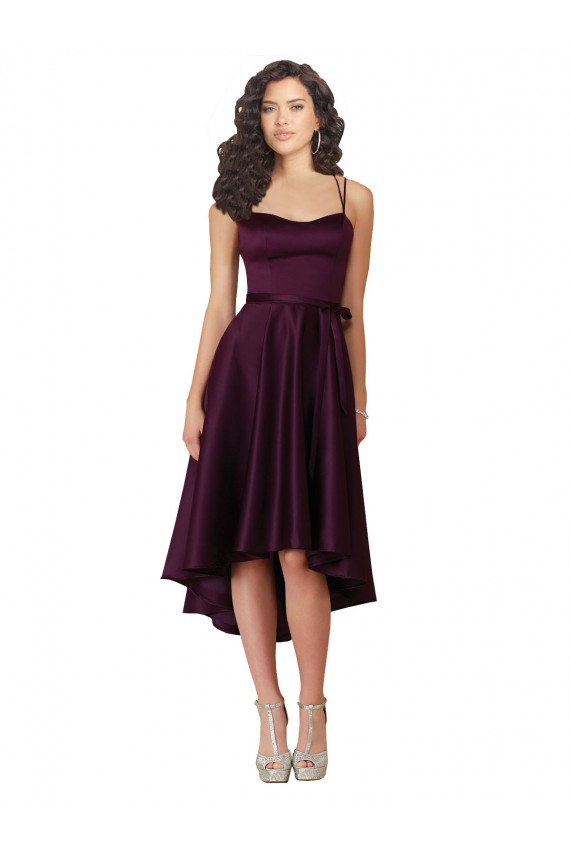 Sleeveless Sweetheart Criss Cross Back Satin A-Line High Low Prom Dress / Bridesmaid Dress Brisbane