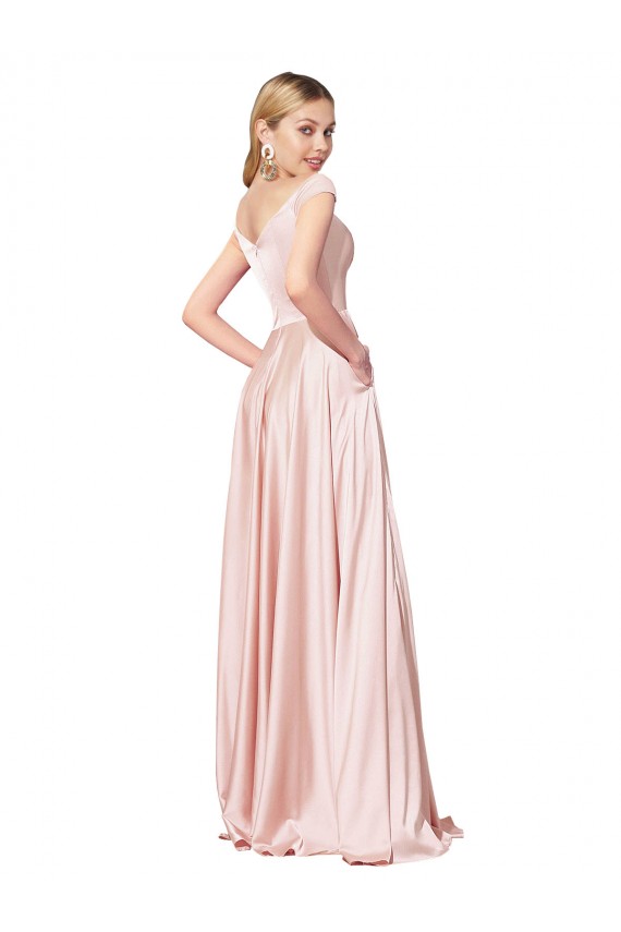 Sleeveless Off the Shoulder Satin A-Line Formal Evening Gown / Prom Dress / Bridesmaid Dress Brisbane