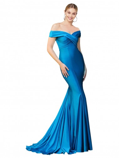 Sleeveless Off the Shoulder Satin Mermaid Formal Evening Gown / Prom Dress / Bridesmaid Dress Brisbane