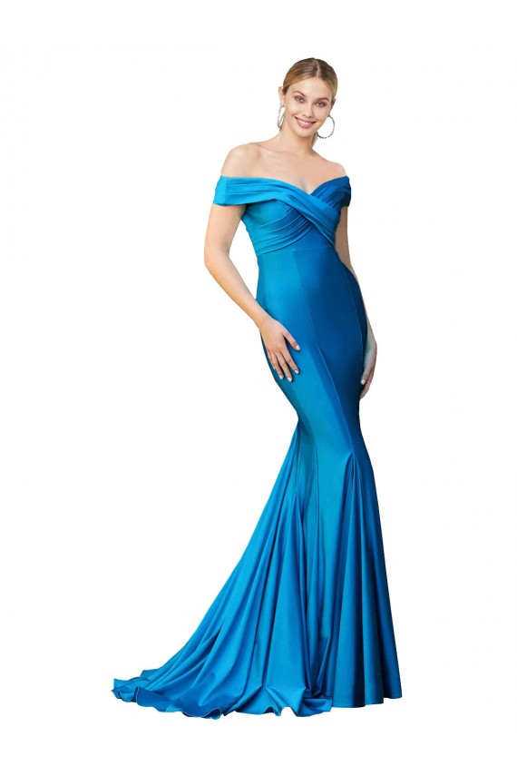 Sleeveless Off the Shoulder Satin Mermaid Formal Evening Gown / Prom Dress / Bridesmaid Dress Brisbane