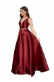 Sleeveless V-Neck V-Back Satin A-Line Formal Plus Size Evening Gown / Prom Dress / Bridesmaid Dress Brisbane
