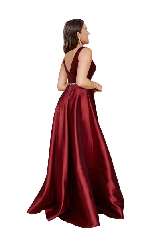 Sleeveless V-Neck V-Back Satin A-Line Formal Plus Size Evening Gown / Prom Dress / Bridesmaid Dress Brisbane