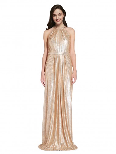 Sleeveless Halter Neck Sequin Sheath Formal Evening Gown / Prom Dress / Bridesmaid Dress Brisbane