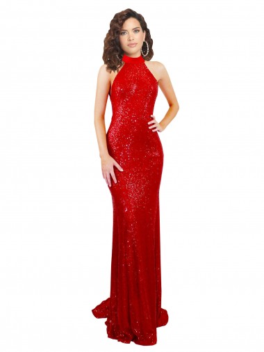 Sleeveless Halter Neck Open Back Sequin Mermaid Formal Evening Gown / Prom Dress / Bridesmaid Dress Brisbane