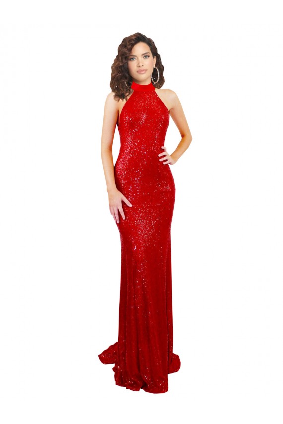 Sleeveless Halter Neck Open Back Sequin Mermaid Formal Evening Gown / Prom Dress / Bridesmaid Dress Brisbane