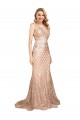Sleeveless V-Neck V-Back Sequin & Sparkling Sequin Mermaid Formal Plus Size Evening Gown / Prom Dress / Bridesmaid Dress Brisbane