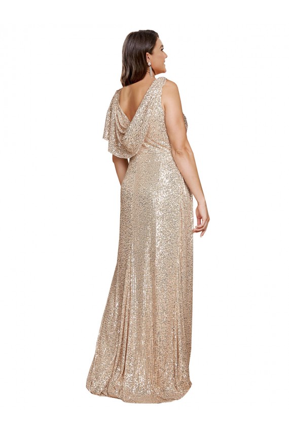 Sleeveless V-Neck Sequin A-Line Black Tie Plus Size Evening Gown / Prom Dress / Bridesmaid Dress Brisbane