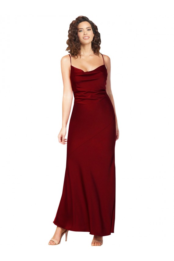 Sleeveless Cowl Neck Low Back Silk like Satin Sheath Black Tie Evening Gown / Prom Dress / Bridesmaid Dress Brisbane