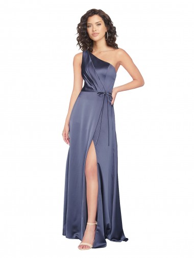 Sleeveless Dusk One Shoulder Silk like Satin A-Line Formal Evening Gown / Prom Dress / Bridesmaid Dress Brisbane