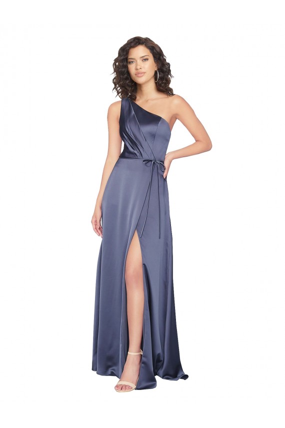 Sleeveless Dusk One Shoulder Silk like Satin A-Line Formal Evening Gown / Prom Dress / Bridesmaid Dress Brisbane