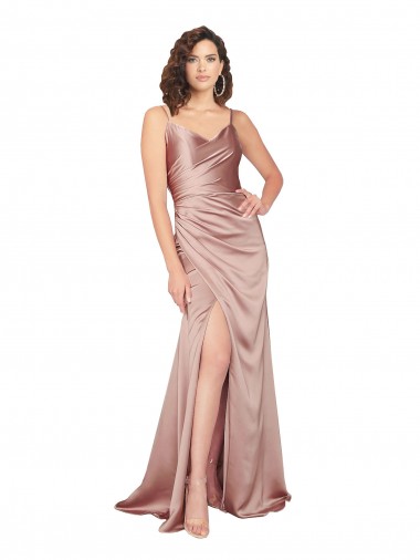 Sleeveless V-Neck V-Back Silk like Satin Sheath Black Tie Evening Gown / Prom Dress / Bridesmaid Dress Brisbane