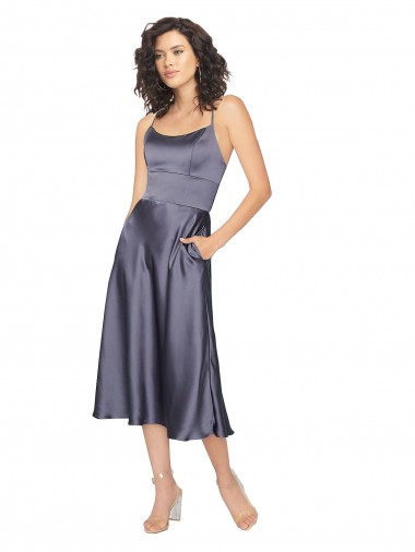 Sleeveless Scoop Neck Criss Cross Back Silk like Satin A-Line Prom Dress / Bridesmaid Dress Brisbane