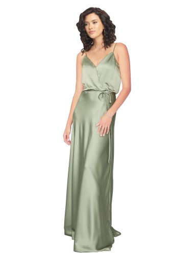 Sleeveless V-Neck V-Back Silk like Satin A-Line Formal Evening Gown / Bridesmaid Dress Brisbane