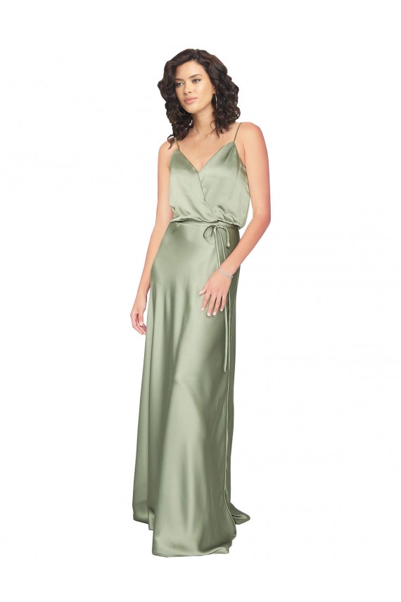 Sleeveless V-Neck V-Back Silk like Satin A-Line Formal Evening Gown / Bridesmaid Dress Brisbane