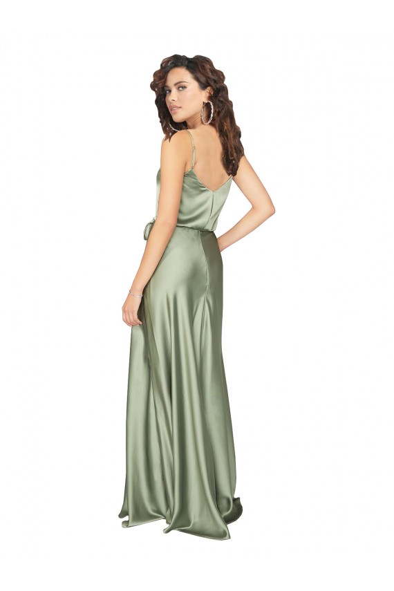 Sleeveless V-Neck V-Back Silk like Satin A-Line Formal Evening Gown / Bridesmaid Dress Brisbane