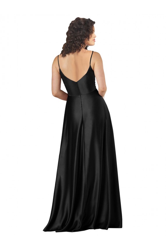 Sleeveless V-Neck Low Back Silk like Satin A-Line Formal Dress / Bridesmaid Dress Brisbane
