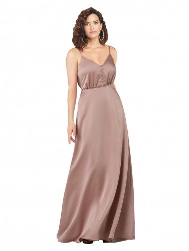 Sleeveless V-Neck Silk like Satin A-Line Formal Evening Gown / Bridesmaid Dress Brisbane