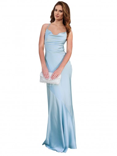 Sleeveless Cowl Neck Criss Cross Open Back Silk like Satin Sheath Formal Evening Gown / Prom Dress / Bridesmaid Dress Brisbane