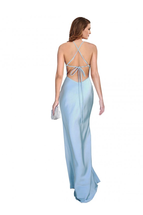 Sleeveless Cowl Neck Criss Cross Open Back Silk like Satin Sheath Formal Evening Gown / Prom Dress / Bridesmaid Dress Brisbane