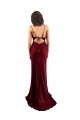 Sleeveless Burgundy Cowl Neck Criss Cross Open Back Silk like Satin Sheath Prom Dresses Brisbane