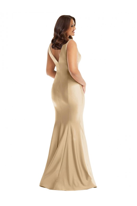 Sleeveless V-Neck V-Back Silk like Satin Mermaid Formal Plus Size Evening Gown / Prom Dress / Bridesmaid Dress Brisbane