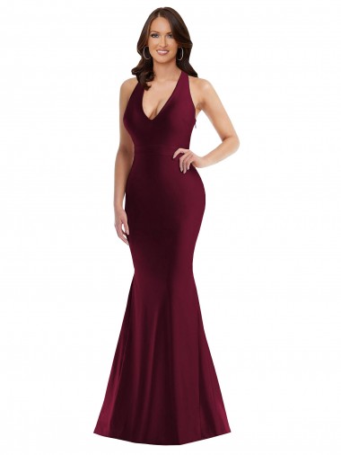 Sleeveless V-Neck Open Back Silk like Satin Mermaid Formal Plus Size Evening Gown / Prom Dress / Bridesmaid Dress Brisbane