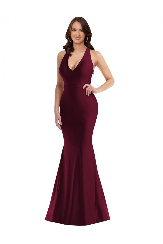 Sleeveless V-Neck Open Back Silk like Satin Mermaid Formal Plus Size Evening Gown / Prom Dress / Bridesmaid Dress Brisbane