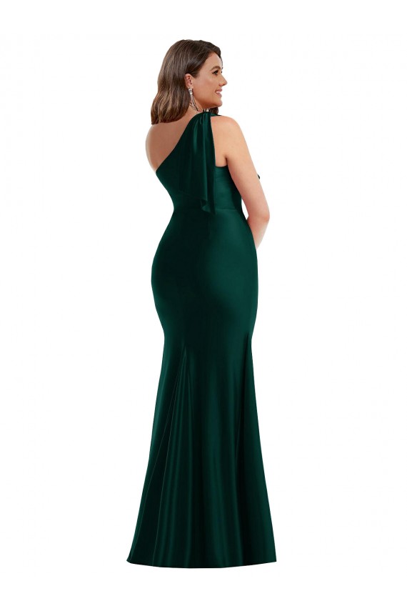 Sleeveless Ever Green One Shoulder Silk like Satin Mermaid Formal Plus Size Evening Gown / Prom Dress / Bridesmaid Dress Brisbane