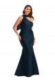 Sleeveless Dark Navy One Shoulder Silk like Satin Mermaid Formal Plus Size Evening Gown / Prom Dress / Bridesmaid Dress Brisbane