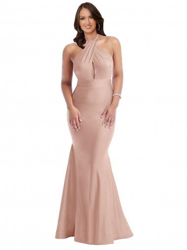 Sleeveless Halter Neck Open Back Silk like Satin Mermaid Formal Plus Size Evening Gown / Prom Dress / Bridesmaid Dress Brisbane