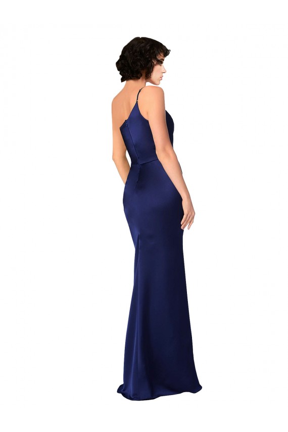Sleeveless Sapphire One Shoulder Silk like Satin A-Line Black Tie Evening Gown / Prom Dress / Bridesmaid Dress Brisbane