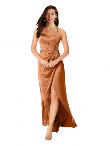 Sleeveless Spaghetti Straps Low Back Silk like Satin A-Line High Low Evening Gown / Prom Dress / Bridesmaid Dress Brisbane