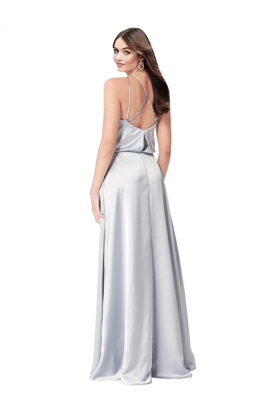 Sleeveless Halter Neck Low Back Silk like Satin A-Line Formal Evening Gown / Bridesmaid Dress Brisbane