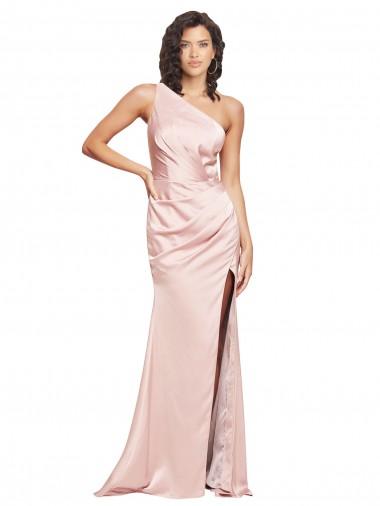 Sleeveless One Shoulder Low Back Silk like Satin Sheath Formal Evening Gown / Prom Dress / Bridesmaid Dress Brisbane