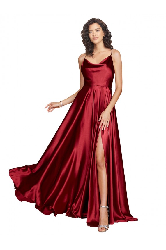 Sleeveless Spaghetti Straps Low Back Silk like Satin A-Line Black Tie Evening Dress / Prom Dress / Bridesmaid Dress Brisbane