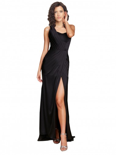 Sleeveless One Shoulder Silk like Satin A-Line Evening Dress / Bridesmaid Dress Brisbane