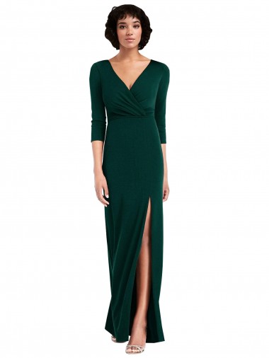 Long Sleeves V-Neck V-Back Spandex Trumpet Formal Evening Gown / Prom Dress / Bridesmaid Dress Brisbane